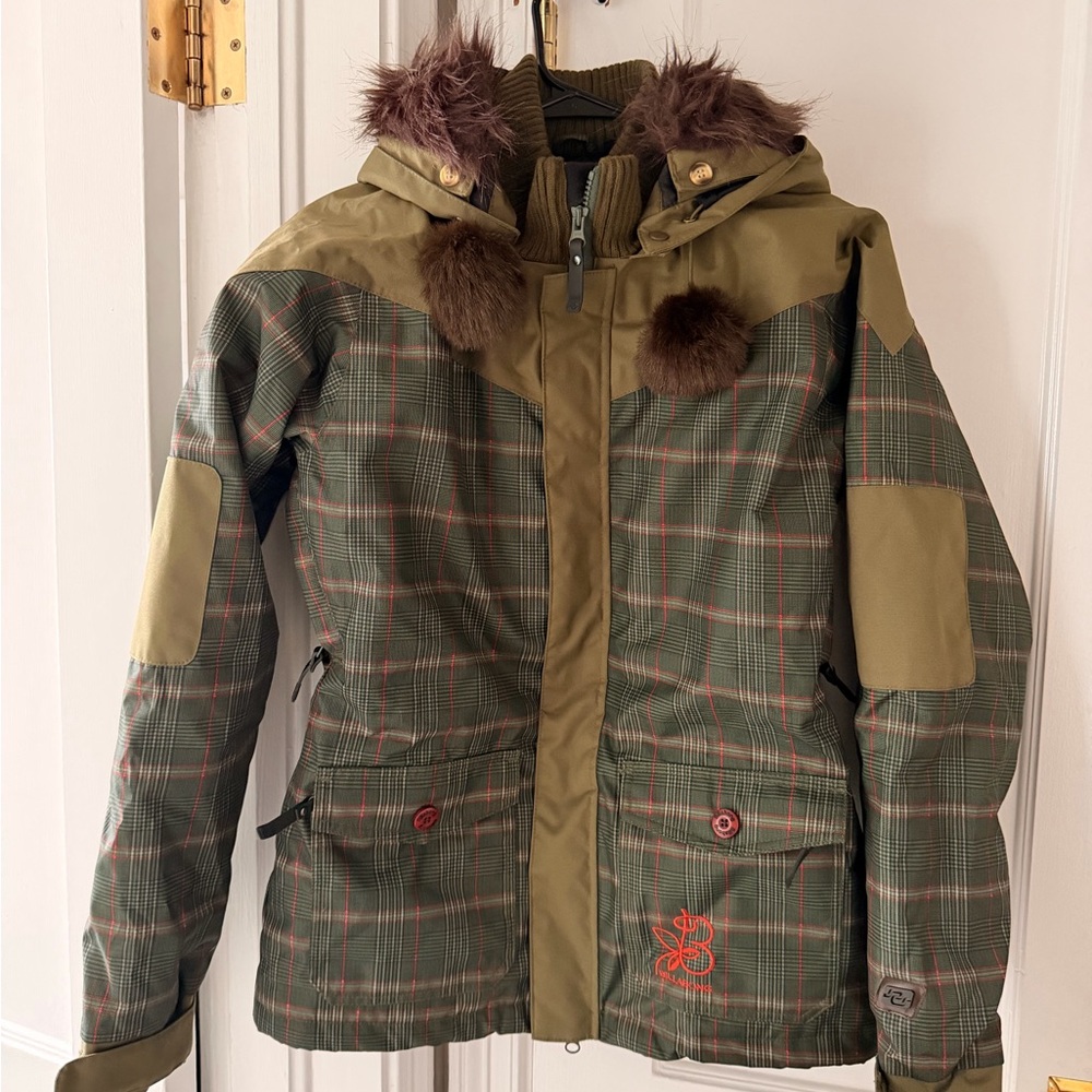 Billabong Green Plaid All-Weather Jacket